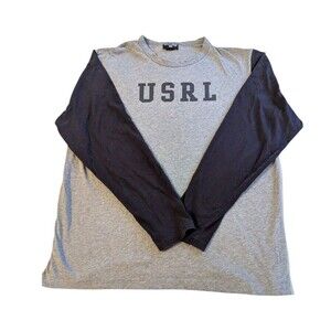 Vintage 90s Polo Jeans Co Ralph Lauren USRL L Baseball T-Shirt Gray Black L